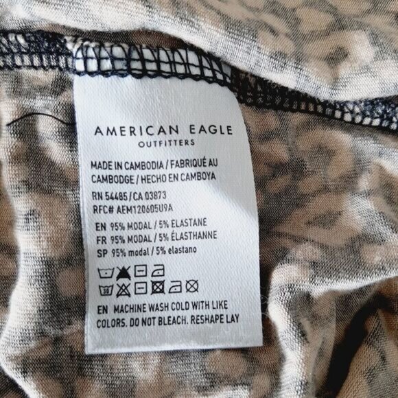 AEO | Soft & Sexy Leopard Print Relaxed Fit Hi-Low Top Sz M Flawed - Picture 11 of 11